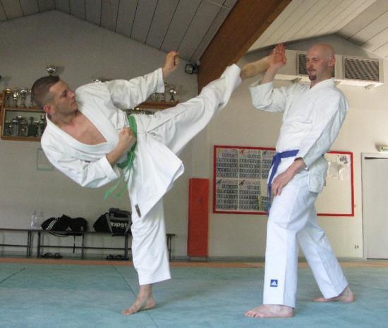 Le mawashi geri démontré par Maitre Gérard KAZE